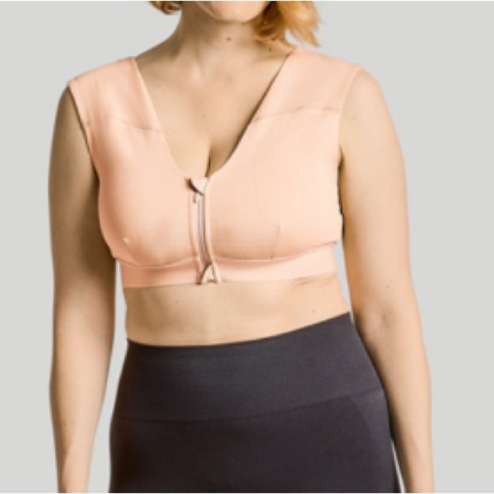 Tommie Copper Shoulder Support Comfort Bra Zipper Front White Women’s Size XL